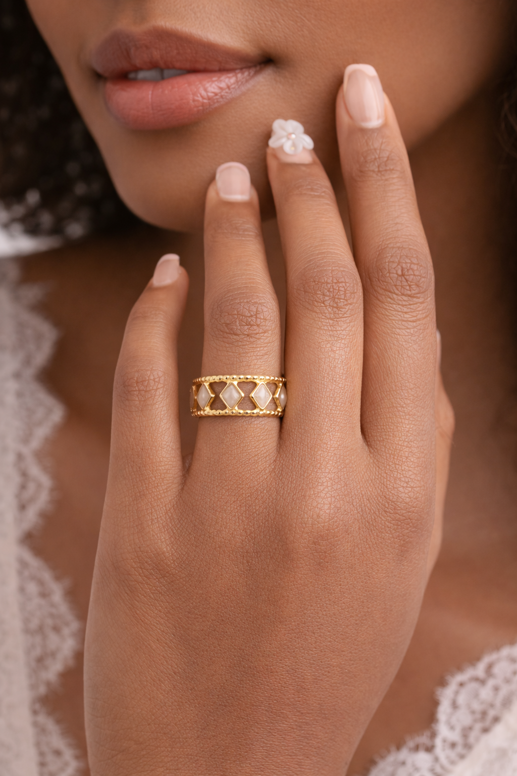 Lattice Pearl Ring