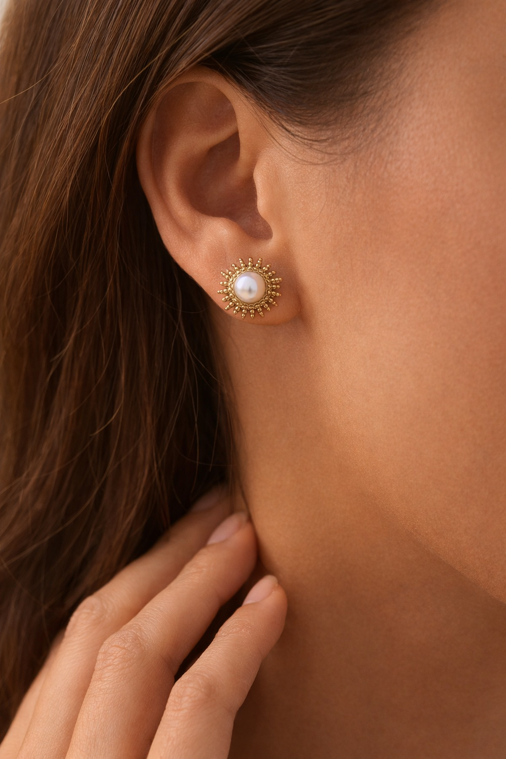 Golden Sun Pearl Studs