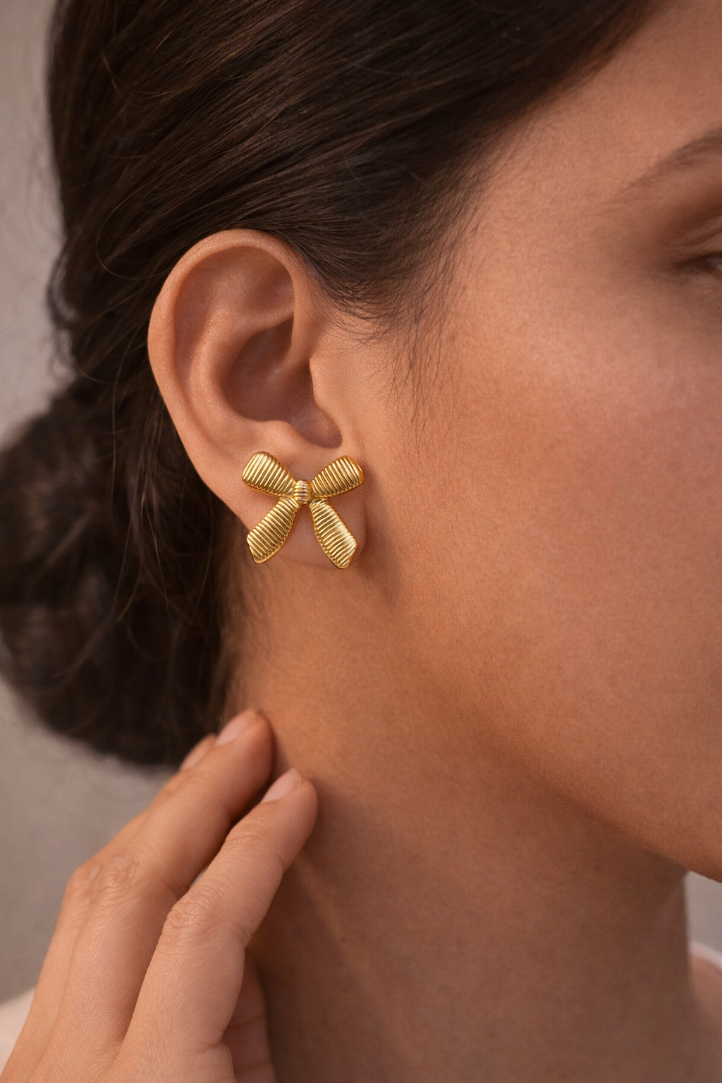 Graceful Ribbon Gold Studs