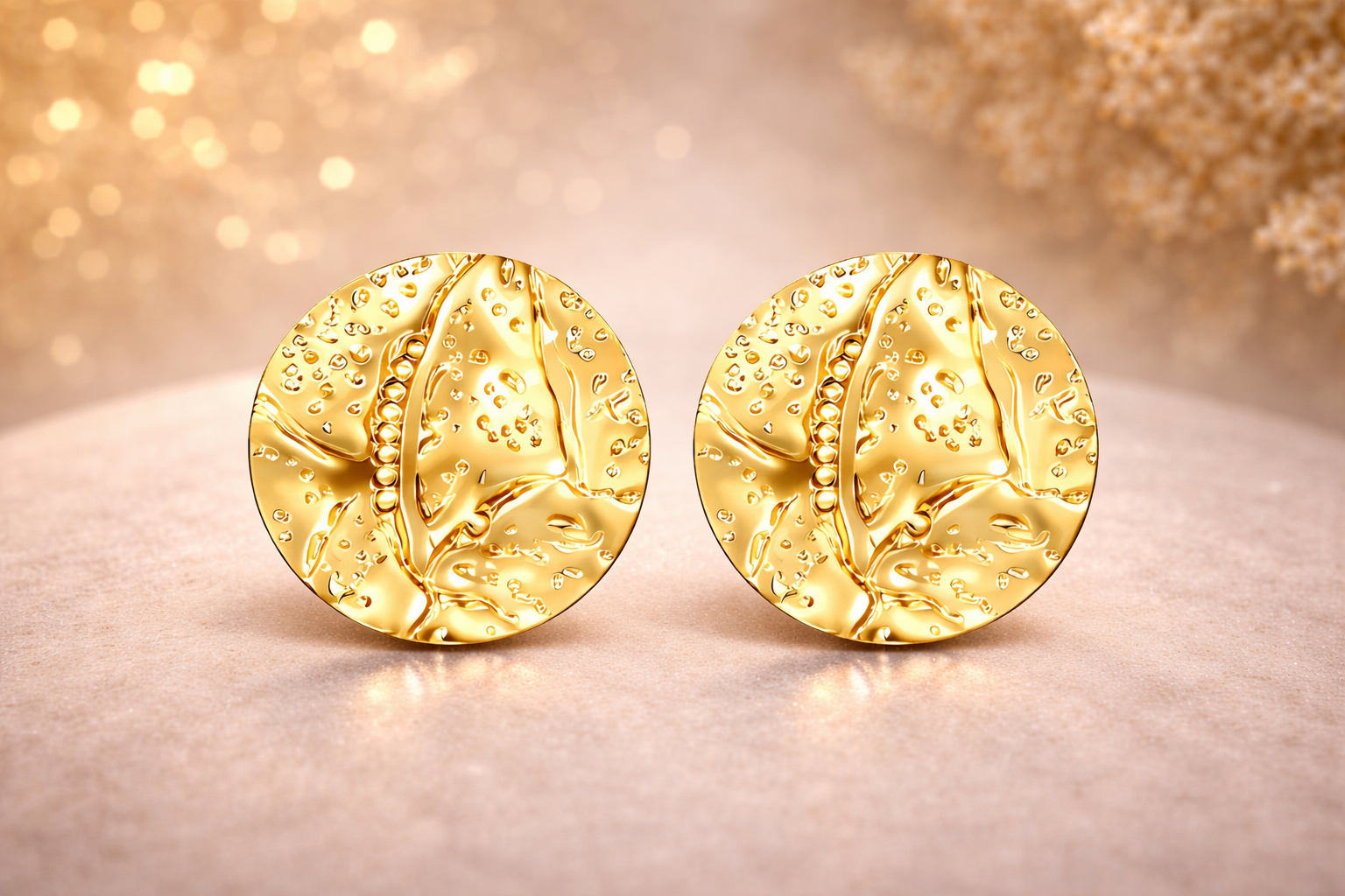 Golden Ripple Stud Earrings