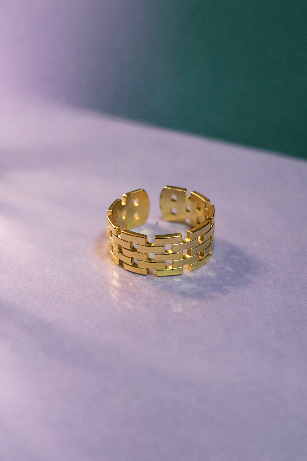 Golden Weave Adjustable Ring