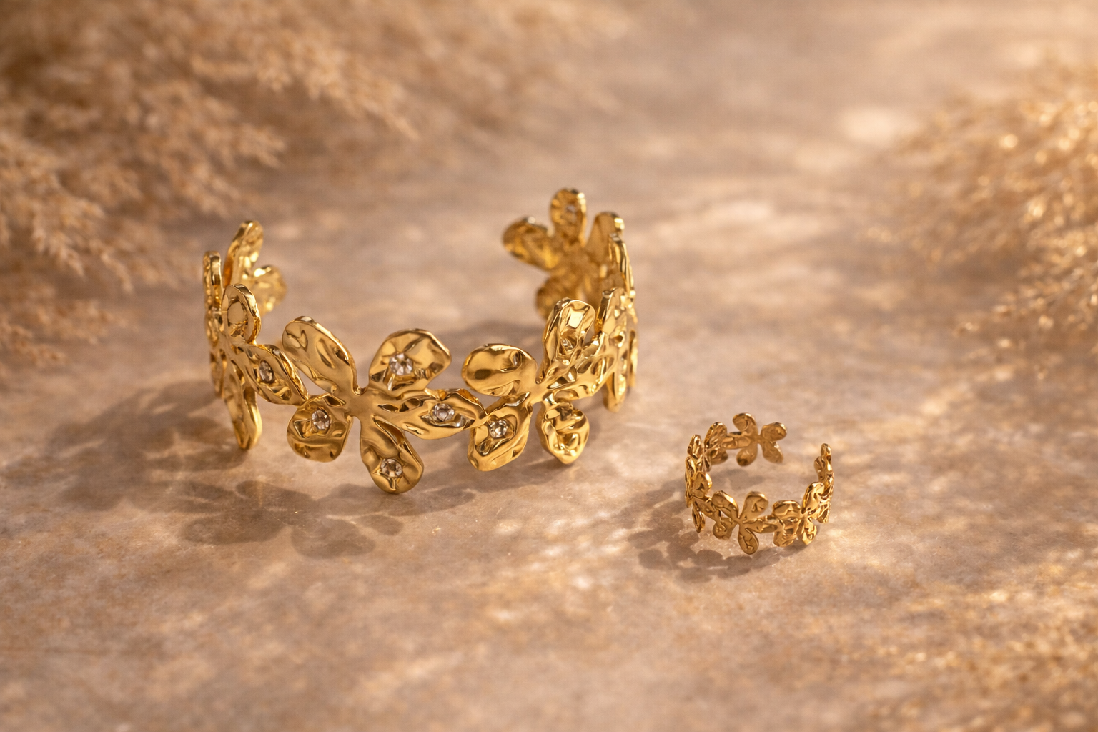 Celeste Flower Cuff & Ring Set